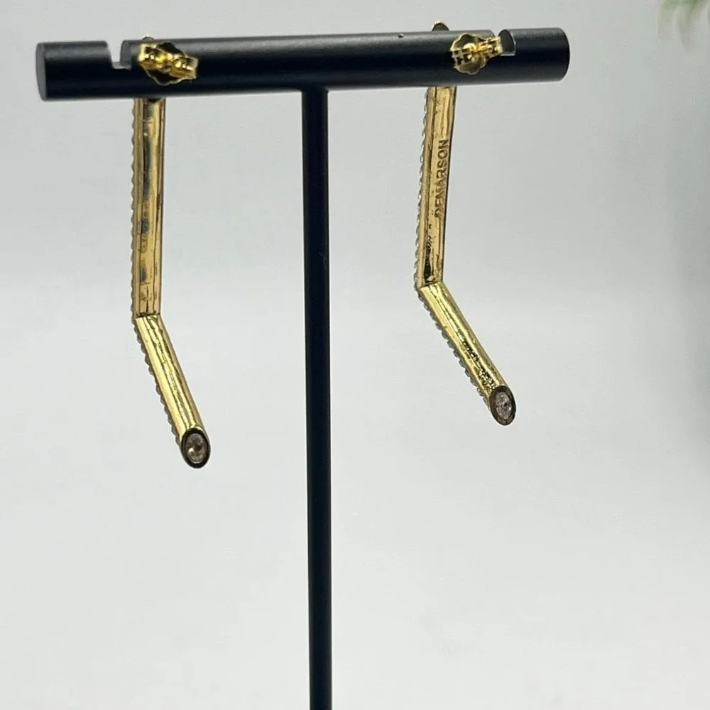 Demarson Yana Angular Pave  Swarovski‎ Crystal Gold Plated Front Part Earrings